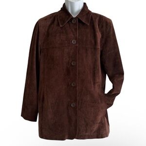 Vintage St. John’s Bay chestnut Suede button up shirt.